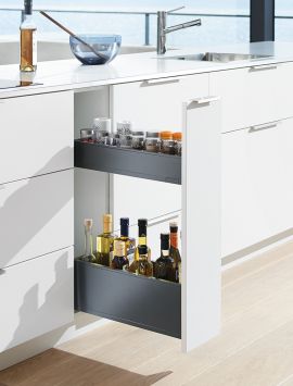 Space Twin pull-out base with shelves in orion grey
