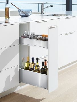 Space Twin pull-out base with shelves in steel