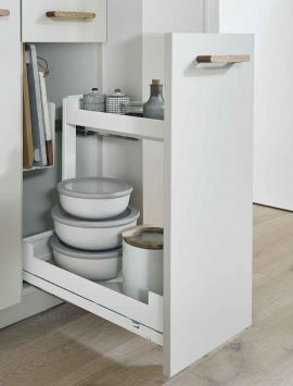 Pinello base pull-out with board holder in white without design element, complete with bottle rack and non-slip matting