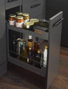 Pinello base pull-out in anthracite without design element, complete with bottle rack and non-slip matting